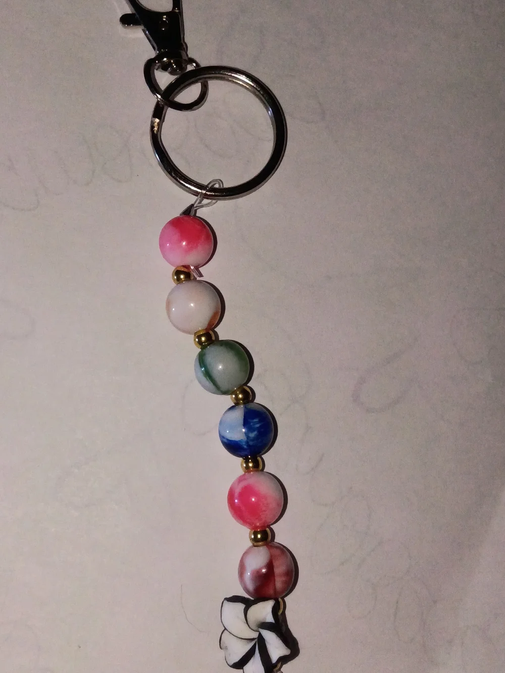 Multicolor Beaded Keychain Charm for Women Jewelry - Pink, Blue, Green, White